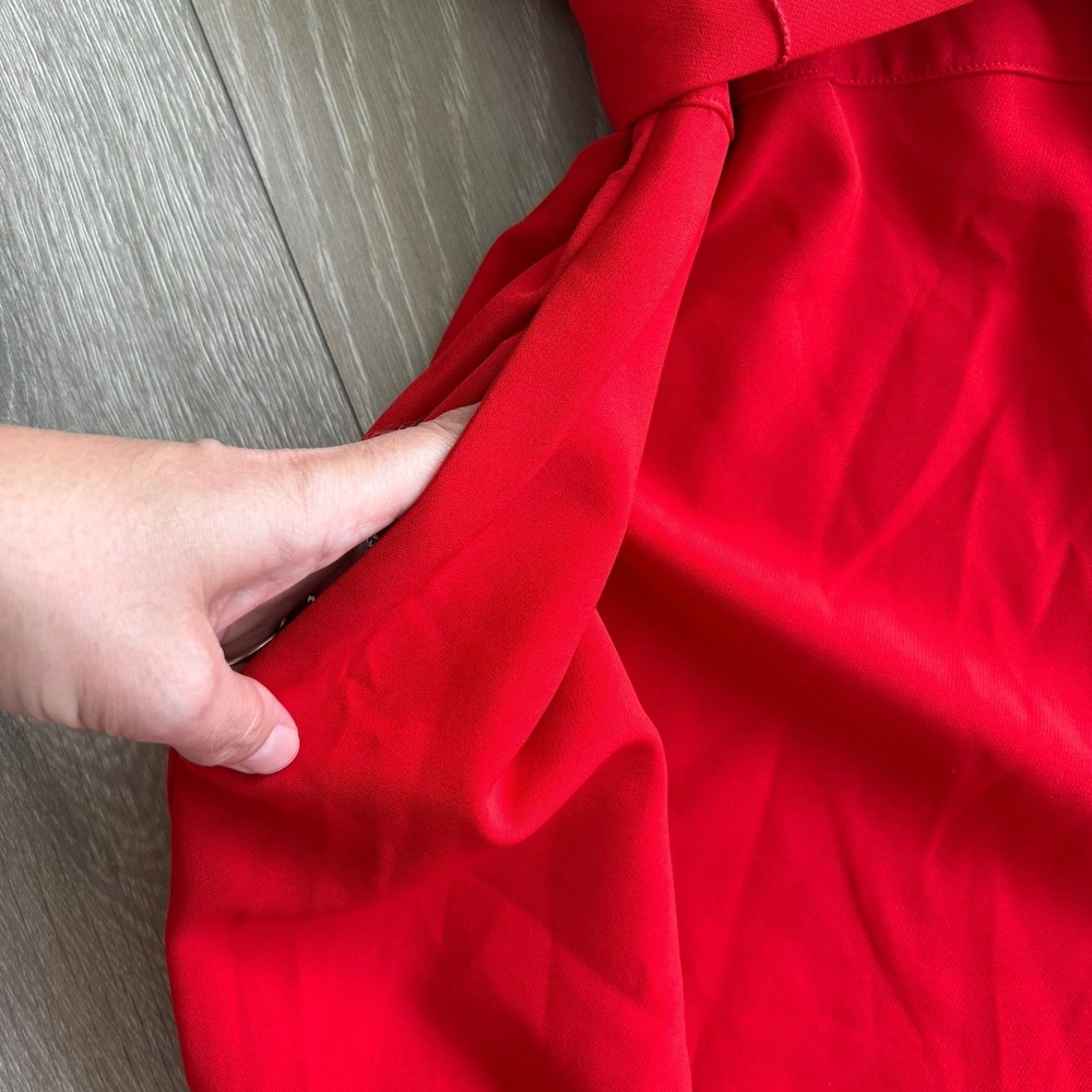 Lane Bryant Red Wide Leg Jumpsuit Short Sleeve Belted Pockets Size 24L - Picture 9 of 12